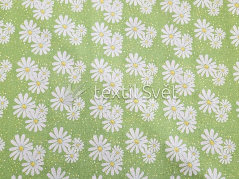 plátna - plátna: kopretinky zelená plátna - plátna: kopretinky zelená