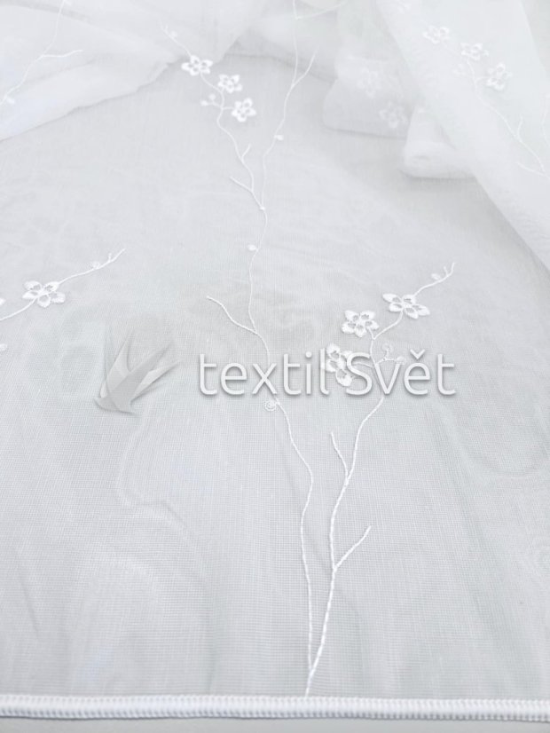záclona tkaná vyšívka bílý kvíteček - Výška [cm]: 290