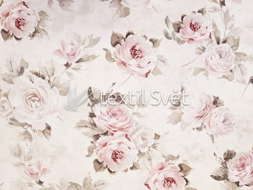 Dekorační látky směsové - dekorační látky směsové: jemné růže bavlna top