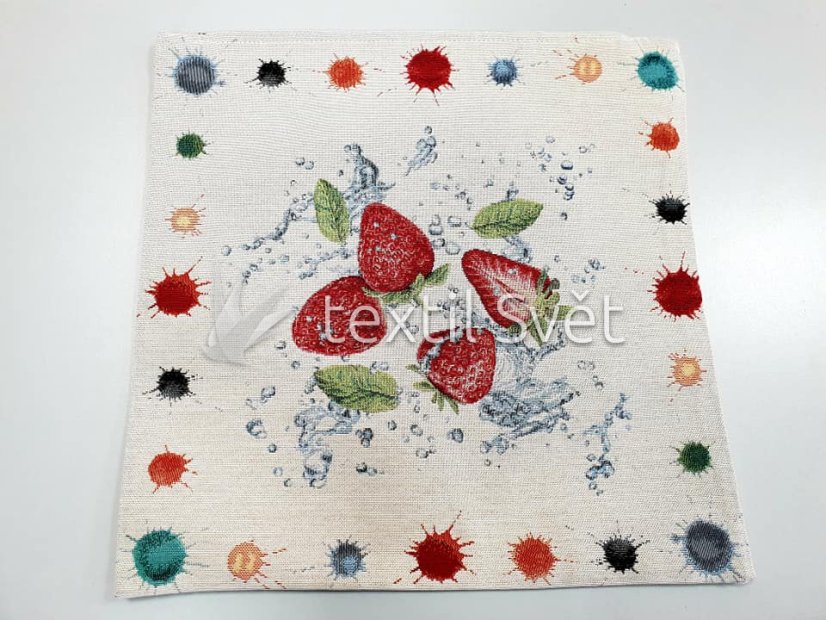 Povlak na polštářek "gobelín"- květiny, abstrakce - Povlak na polštářek GOBELÍN KVĚTINY, ABSTRAKCE: JAHODY
