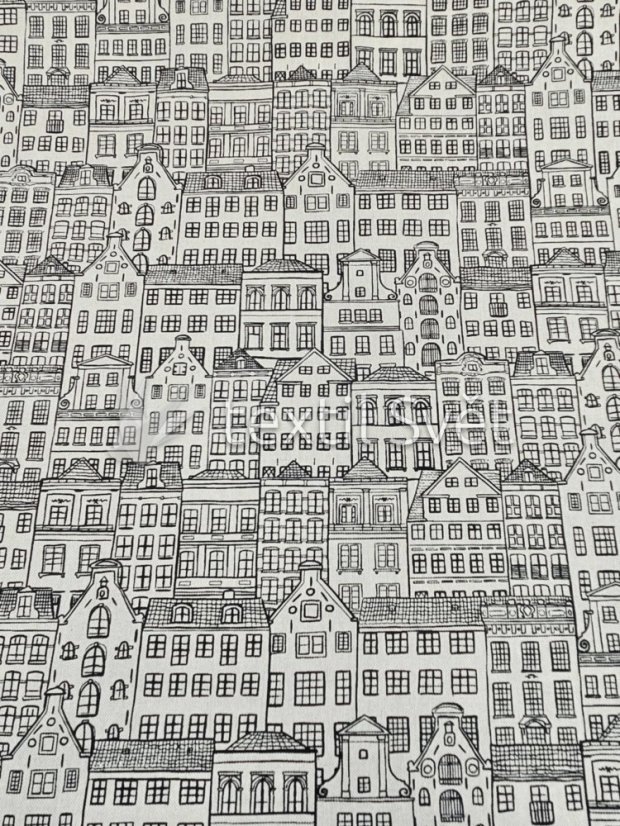 povlak na polštář bavlna, směsové - povlaky na polštářky  směsové, bavlna: domky černé režná