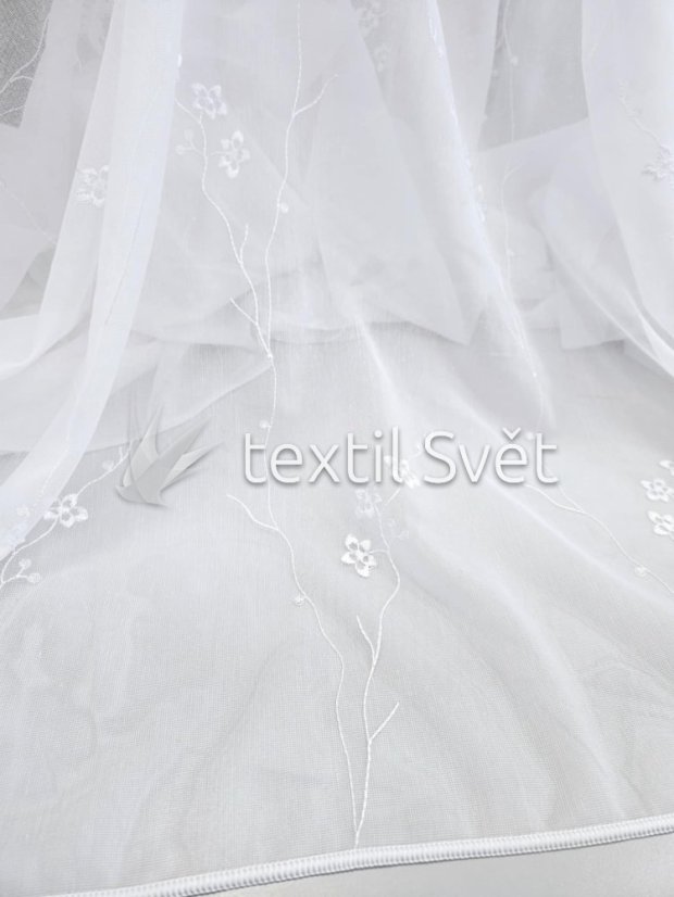 záclona tkaná vyšívka bílý kvíteček - Výška [cm]: 290