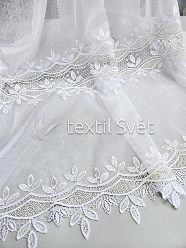 záclona tkaná béžovo bílá bordura sablé