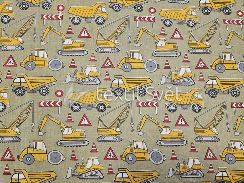 plátna - plátna: stavební stroje khaki