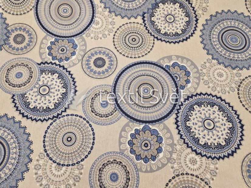 povlak na polštář bavlna, směsové - povlaky na polštářky  směsové, bavlna: mandaly modrá režná