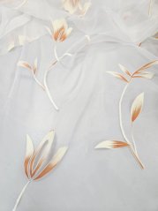 záclona vypalovaná, oranžové kytky 290cm