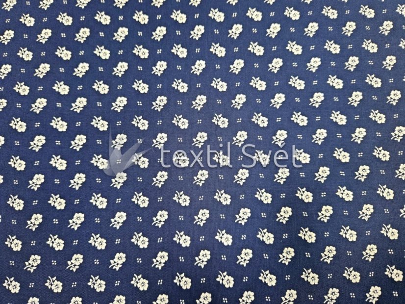 plátna - plátna: tmavá modrá, kytičky