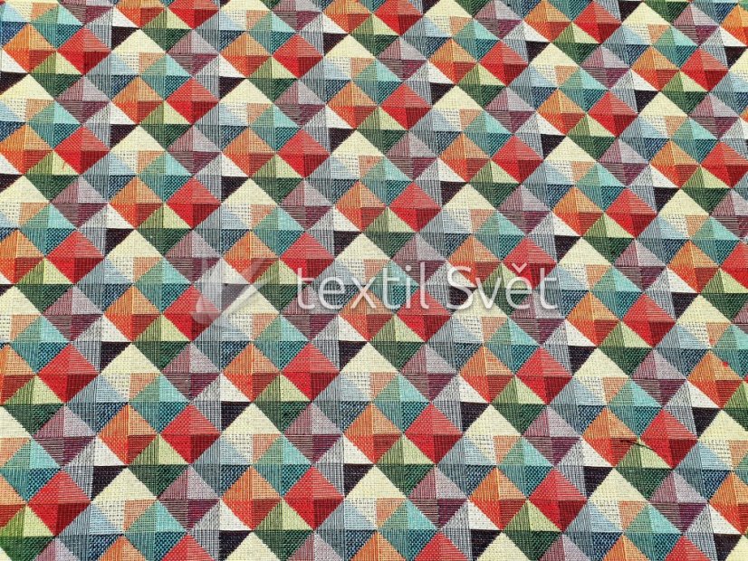 gobelínové látky - gobelínová látka: barevné trojuhelníky