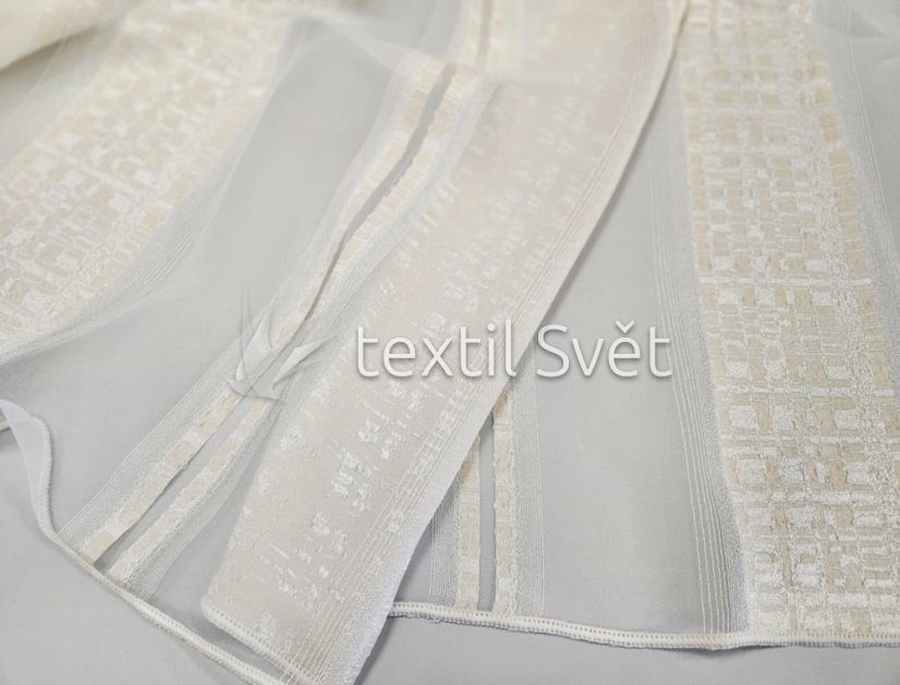 záclona tkaná béžová s vytkanými pruhy v. 300 cm - Výška [cm]: 300