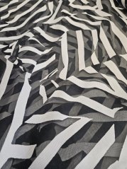 záclona tkaná vypalovaný tisk černošedá