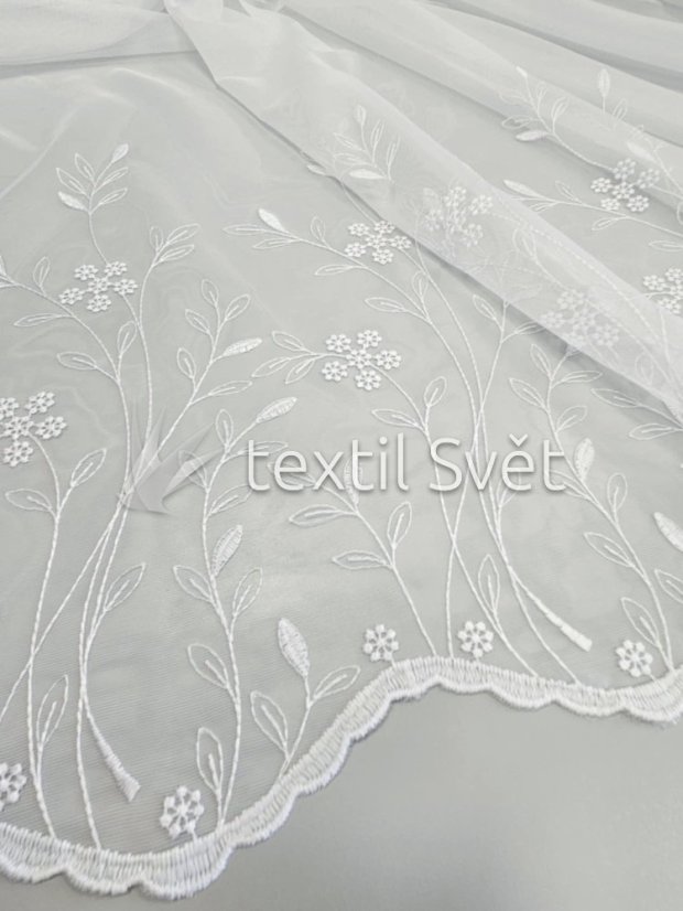 Záclona tkaná, kytičky bílé - Výška [cm]: 290