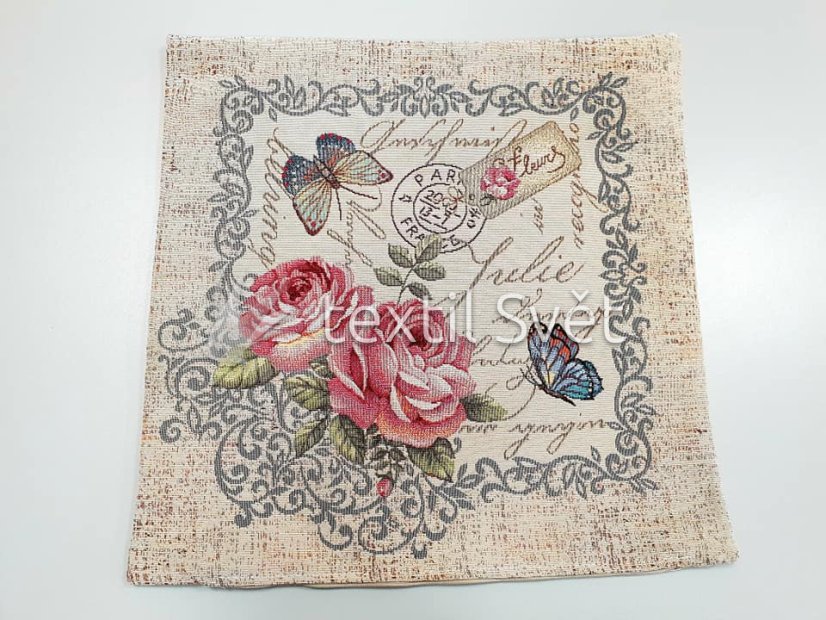 Povlak na polštářek "gobelín"- květiny, abstrakce - Povlak na polštářek GOBELÍN KVĚTINY, ABSTRAKCE: RUŽE, MOTÝLI Povlak na polštářek "gobelín"- květiny, abstrakce - Povlak na polštářek GOBELÍN KVĚTINY, ABSTRAKCE: RUŽE, MOTÝLI