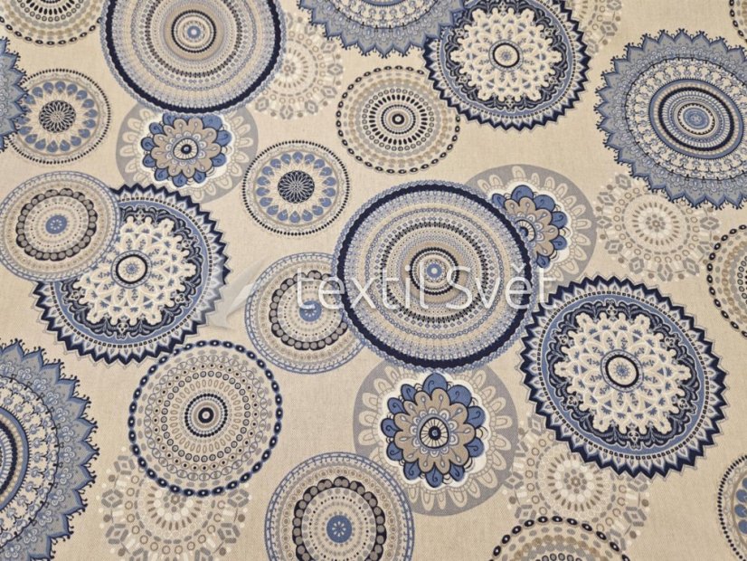 Dekorační látky směsové - dekorační látky směsové: mandaly modré