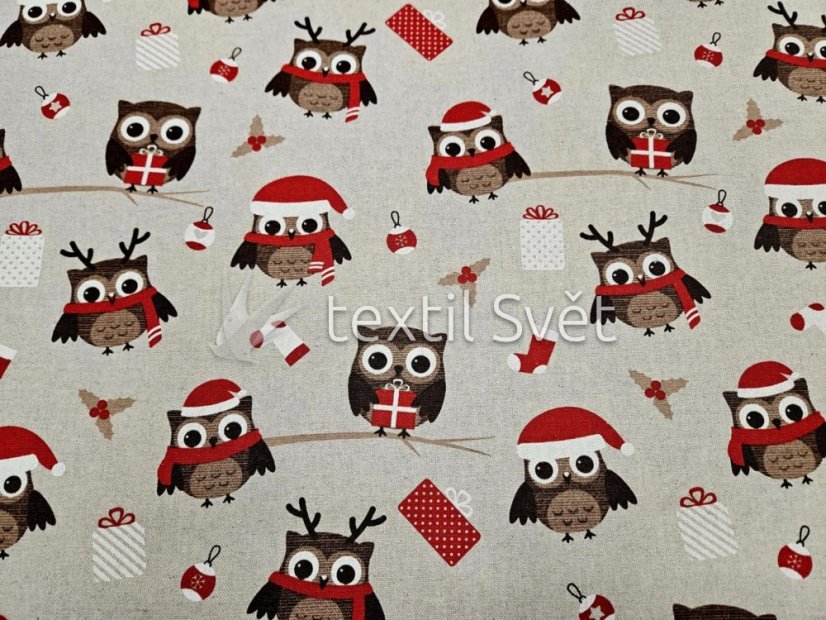 vánoční látky směsové - vánoční látky: sovičky