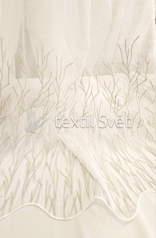 Záclona tkaná tráva béžovo-bílá