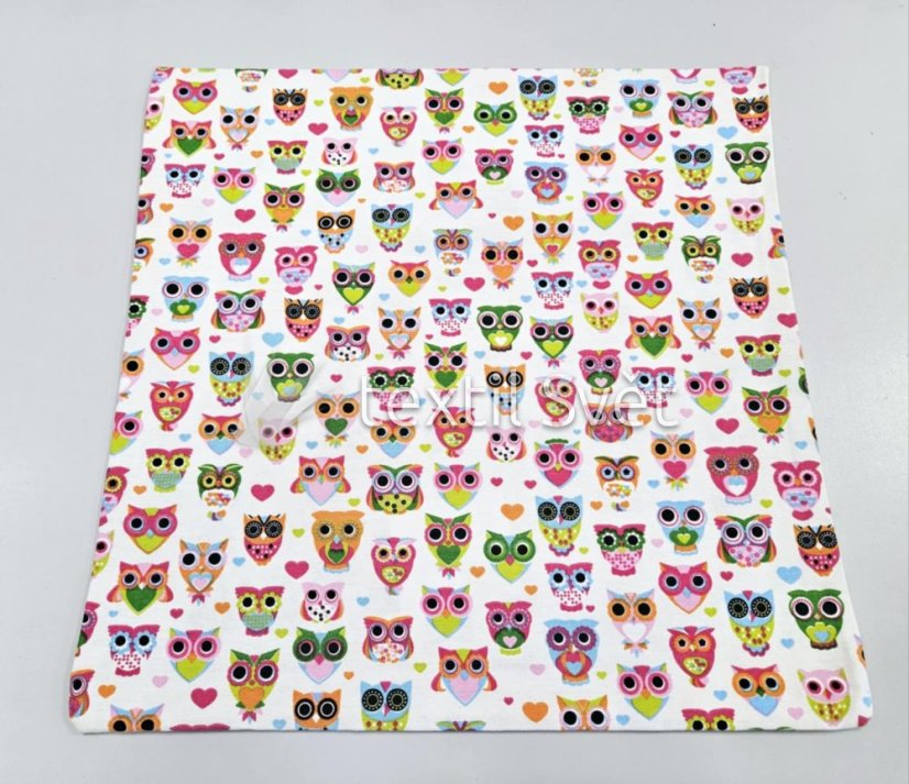 povlak na polštář bavlna, směsové - povlaky na polštářky  směsové, bavlna: sovičky barevné