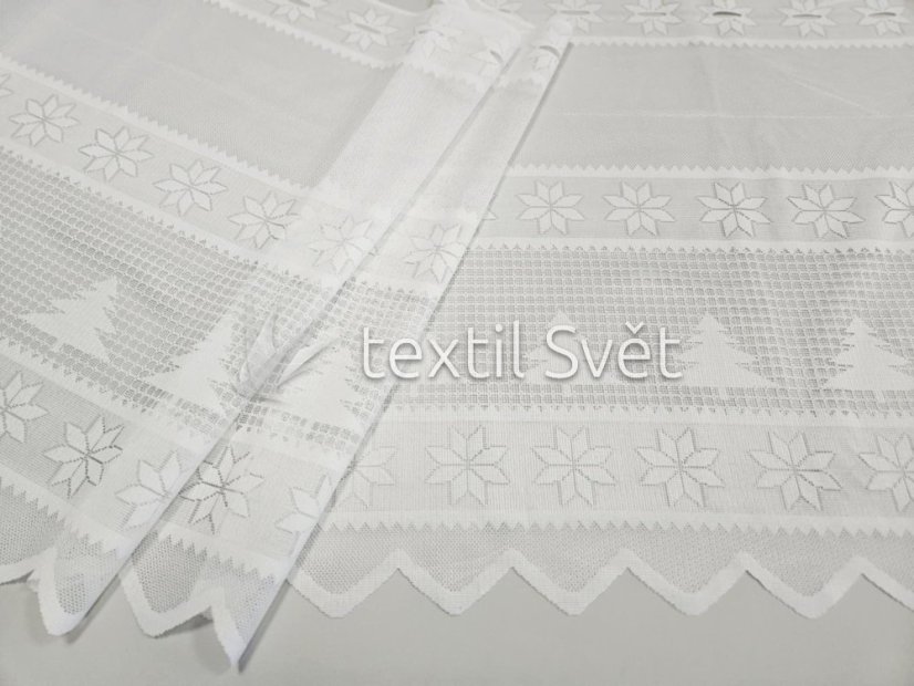 vánoční záclony - vánoční záclony: záclona pletená stromečky 60 cm