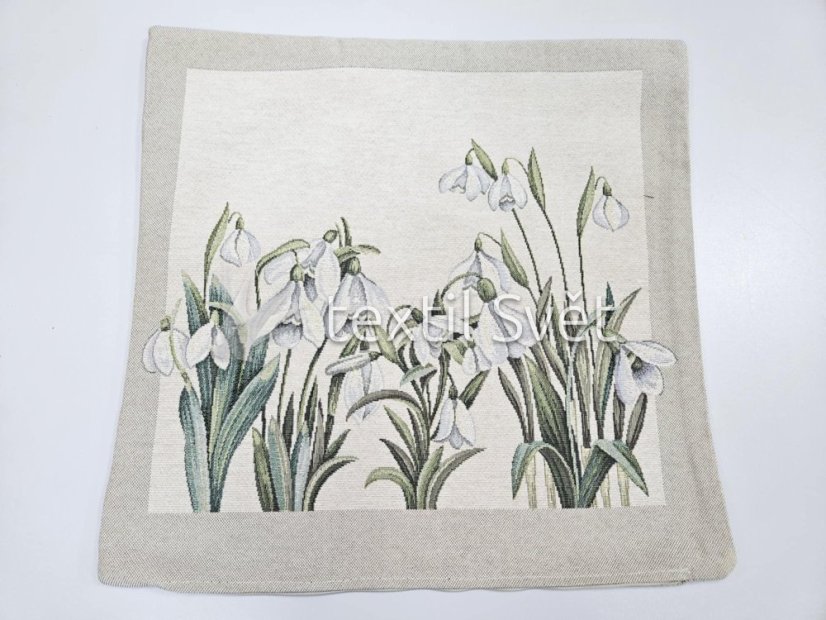 Povlak na polštářek "gobelín"- květiny, abstrakce - Povlak na polštářek GOBELÍN KVĚTINY, ABSTRAKCE: bledulky