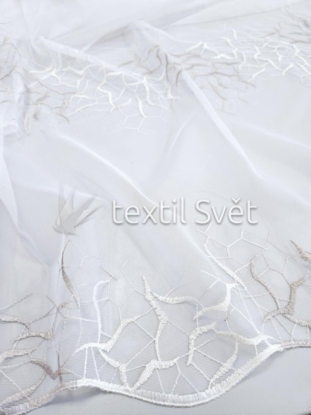 záclona tkaná abstrakce bílohnědá - Výška [cm]: 290