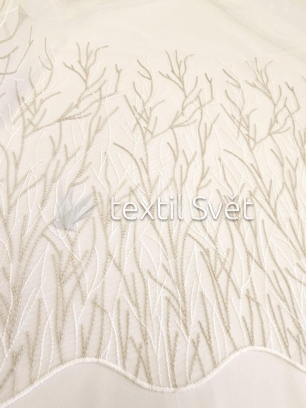 Záclona tkaná tráva béžovo-bílá