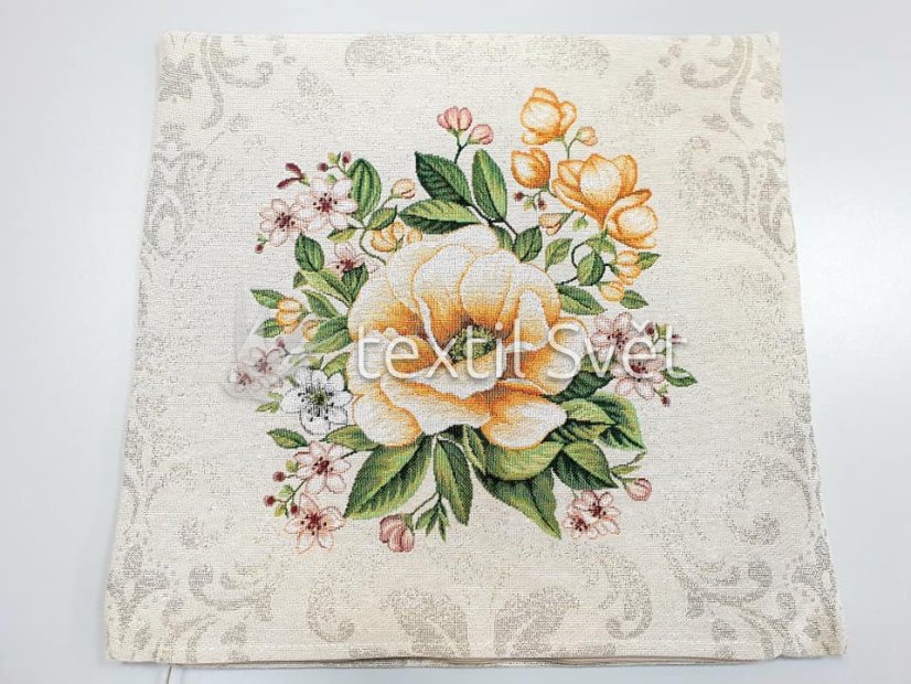 Povlak na polštářek "gobelín"- květiny, abstrakce - Povlak na polštářek GOBELÍN KVĚTINY, ABSTRAKCE: KVĚT ŽLUTÝ