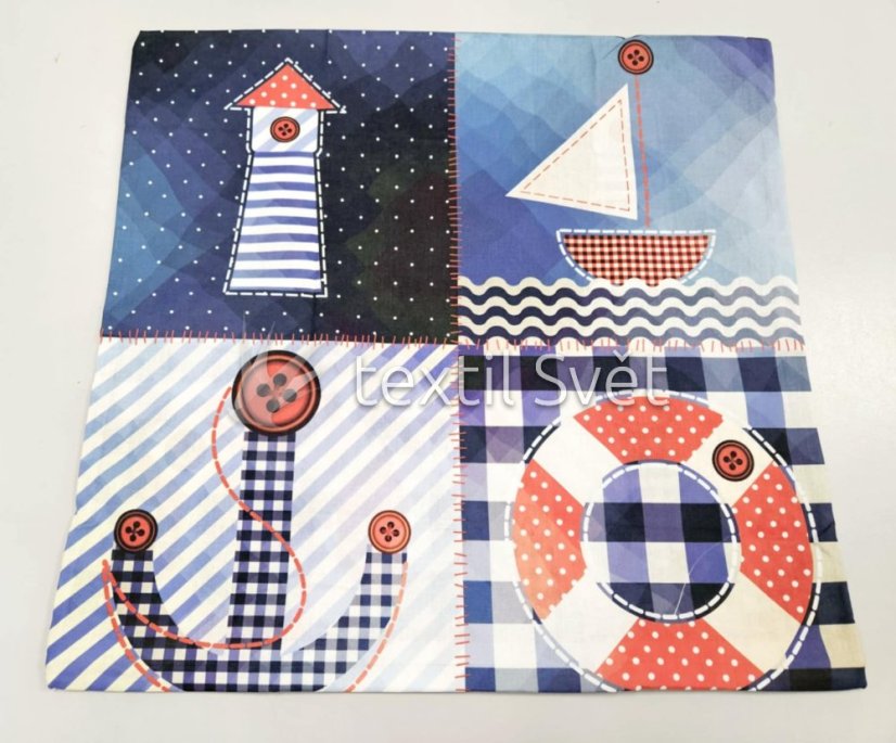 povlak na polštář bavlna, směsové - povlaky na polštářky  směsové, bavlna: námořní 40x40 plátno