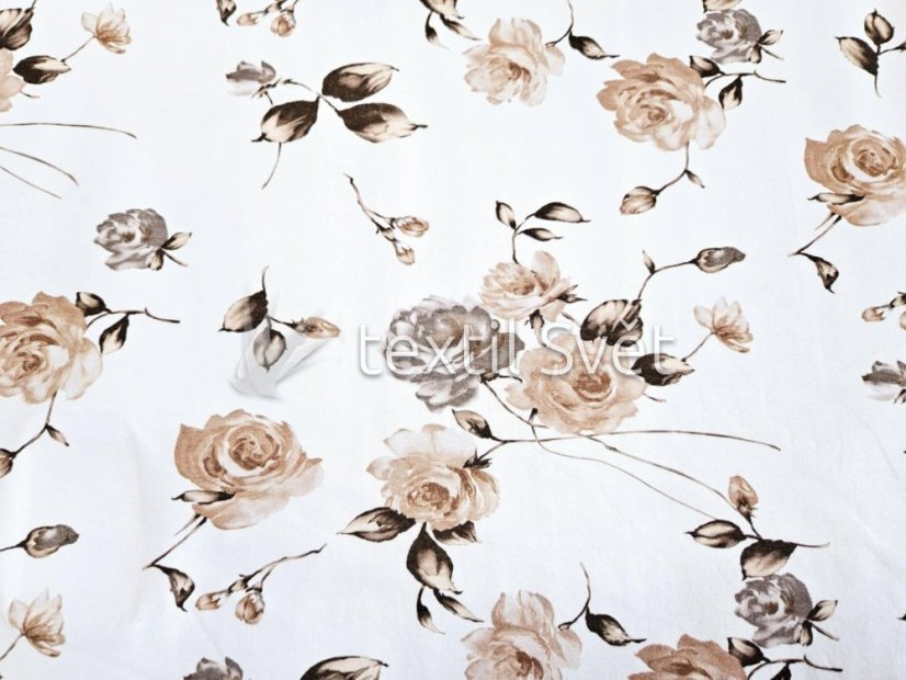 tričkoviny kytičky, listečky - tričkoviny kytičky, lístečky: růže hnědá