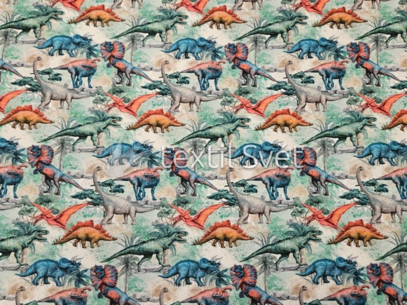 povlak na polštářek úplet 45x45 cm - povlak na polštářek úplet: dinosauři modrá