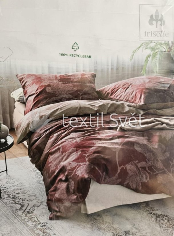 Ložní souprava bavlněný satén IRISETTE - ložní souprava bavlněný satén Irisette: ginko tmavá červená