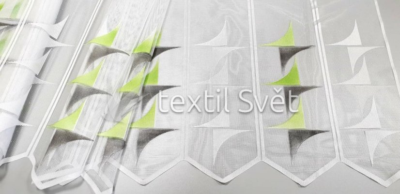 záclona pletená draperka zelenošedý motiv