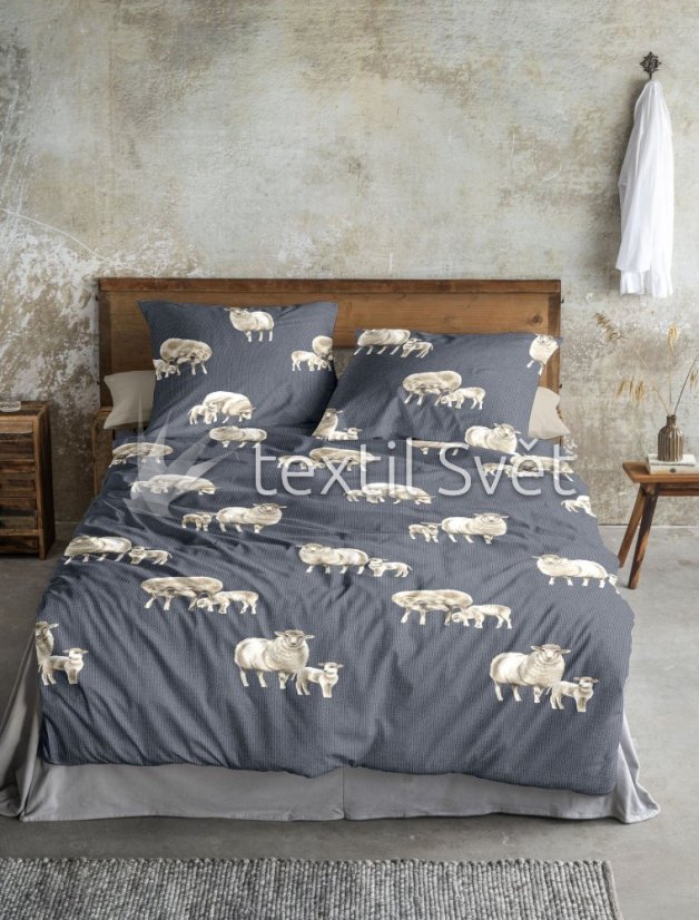 ložní souprava bavlněný flanel - flanel: ovce šedá ložní souprava bavlněný flanel - flanel: ovce šedá