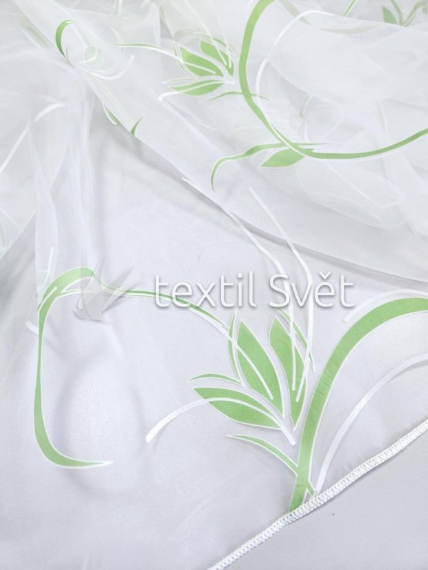 záclona vypalovaná zelený motiv 120 cm - Výška [cm]: 120