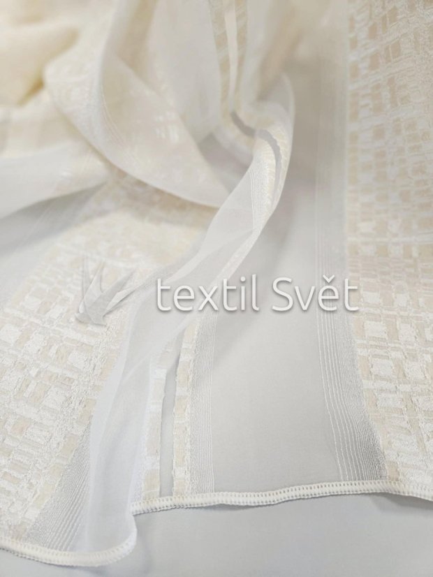 záclona tkaná béžová s vytkanými pruhy v. 300 cm - Výška [cm]: 300