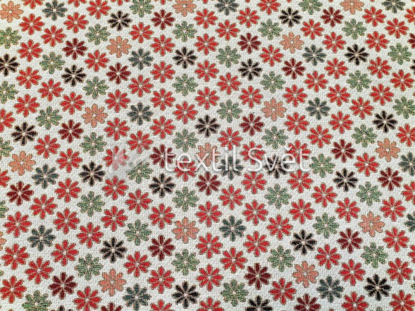 gobelínové látky - gobelínová látka: pravidelné kvítky