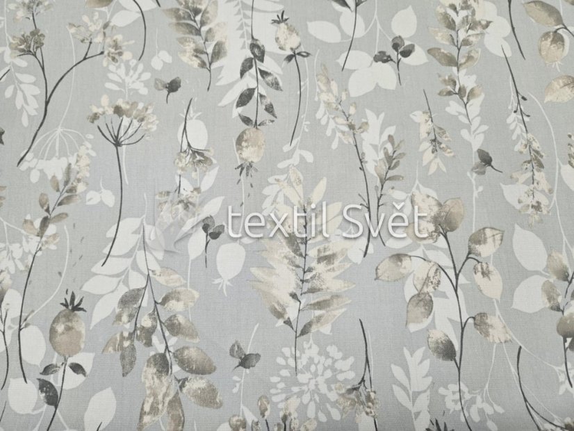 Dekorační látky směsové - dekorační látky směsové: šedá máky