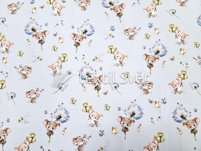 tričkoviny dětský vzor - tričkoviny dětský vzor: myšky modrá