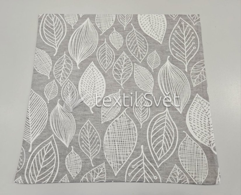 povlak na polštář bavlna, směsové - povlaky na polštářky  směsové, bavlna: listy na šedé
