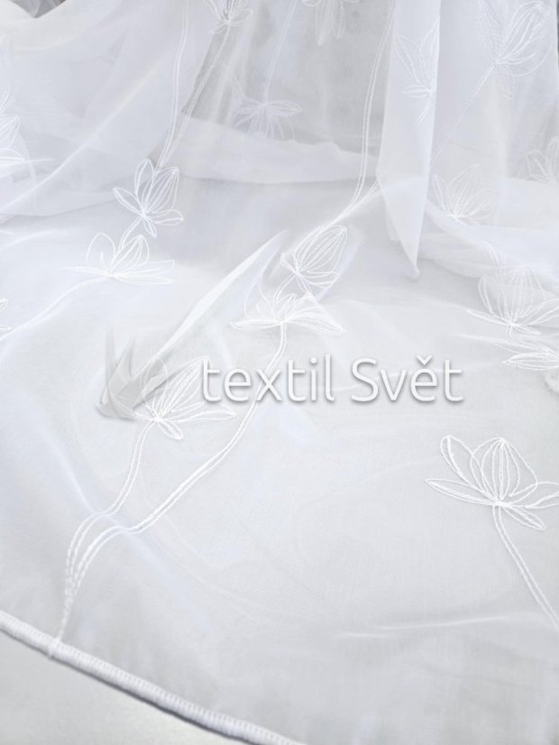 záclona tkaná vyšívka bílý větší květ - Výška [cm]: 290