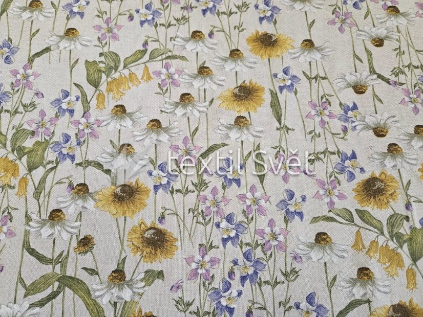 Dekorační látky směsové - dekorační látky směsové: luční kvítí, režná Dekorační látky směsové - dekorační látky směsové: luční kvítí, režná