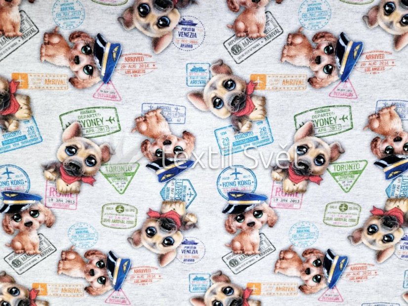 tričkoviny dětský vzor - tričkoviny dětský vzor: pejsci cestovní