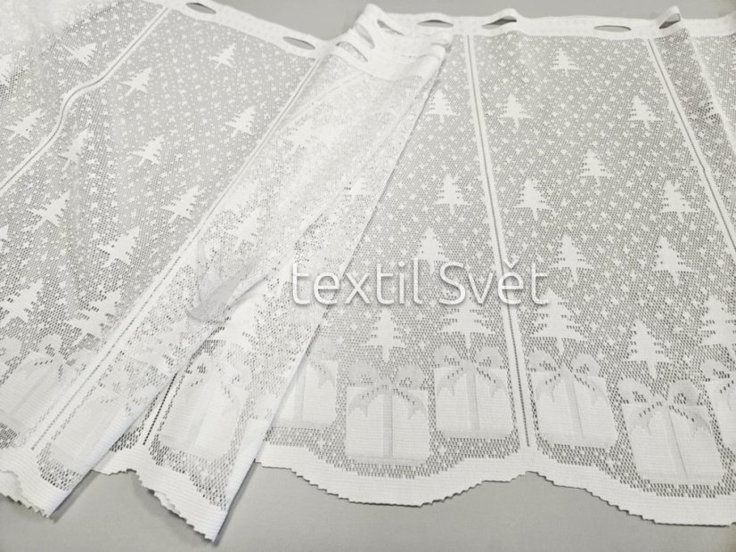 vánoční záclony - vánoční záclony: záclona pletená dárečky 60 cm vánoční záclony - vánoční záclony: záclona pletená dárečky 60 cm