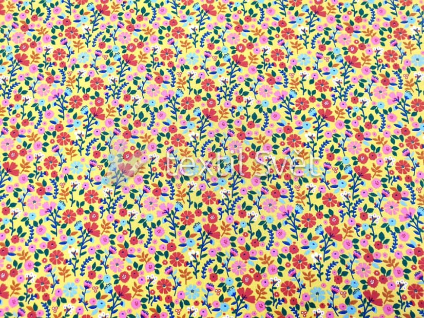 tričkoviny kytičky, listečky - tričkoviny kytičky, lístečky: kytička žlutá