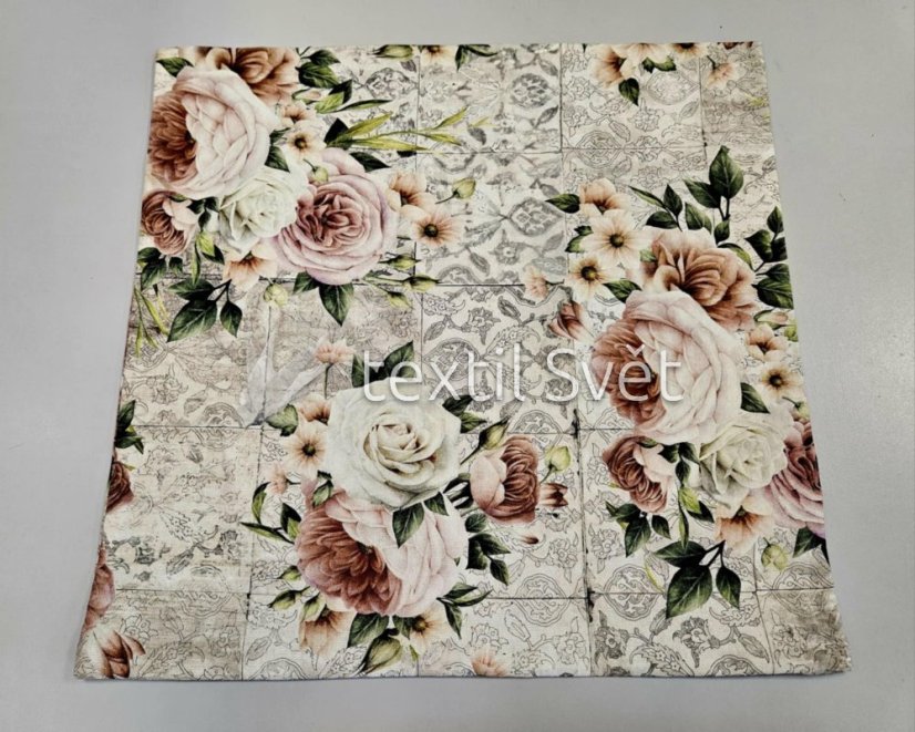 povlak na polštář bavlna, směsové - povlaky na polštářky  směsové, bavlna: růže hnědá, zelená