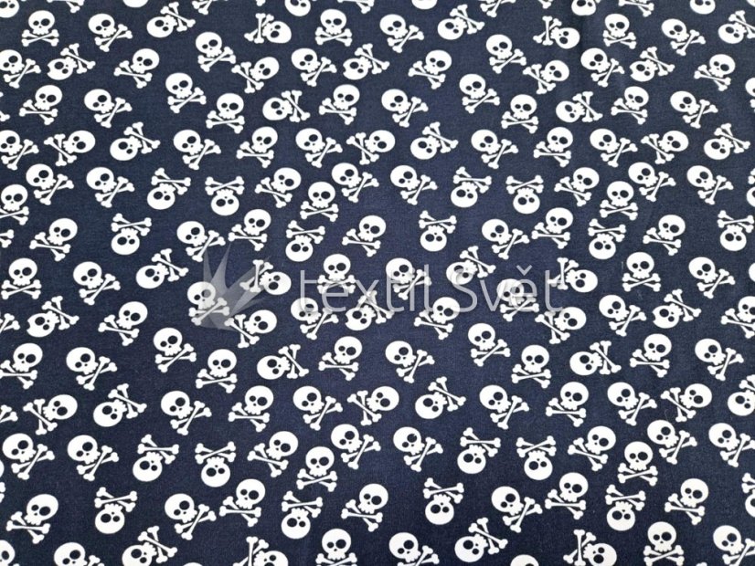 tričkoviny "cool" - tričkoviny "cool": lebky tmavě modrá