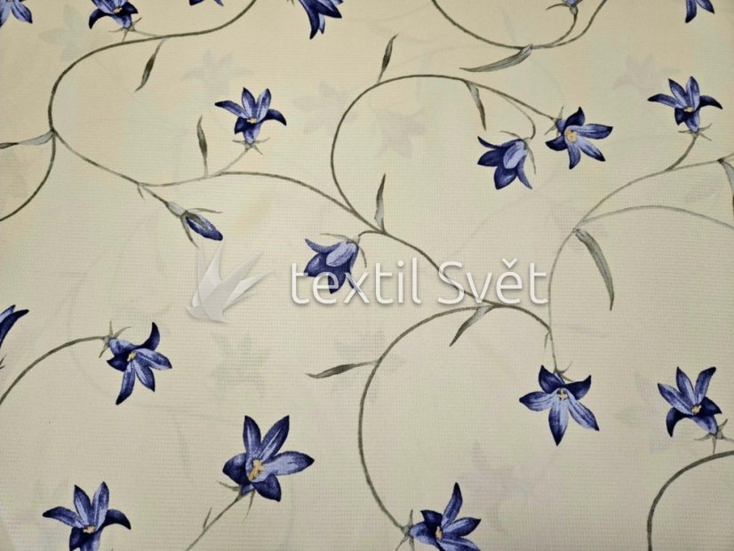 slevy dekoračních látek - slevy dekorační látky: modré zvonky