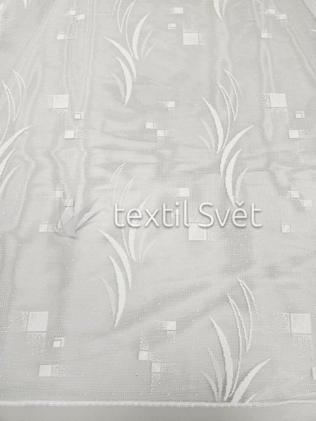 záclona pletená lístky, kostičky, olůvko