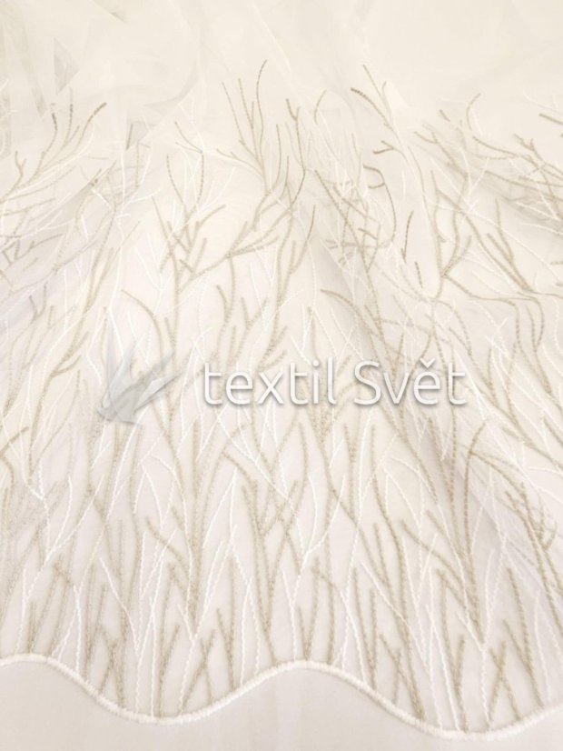 Záclona tkaná tráva béžovo-bílá