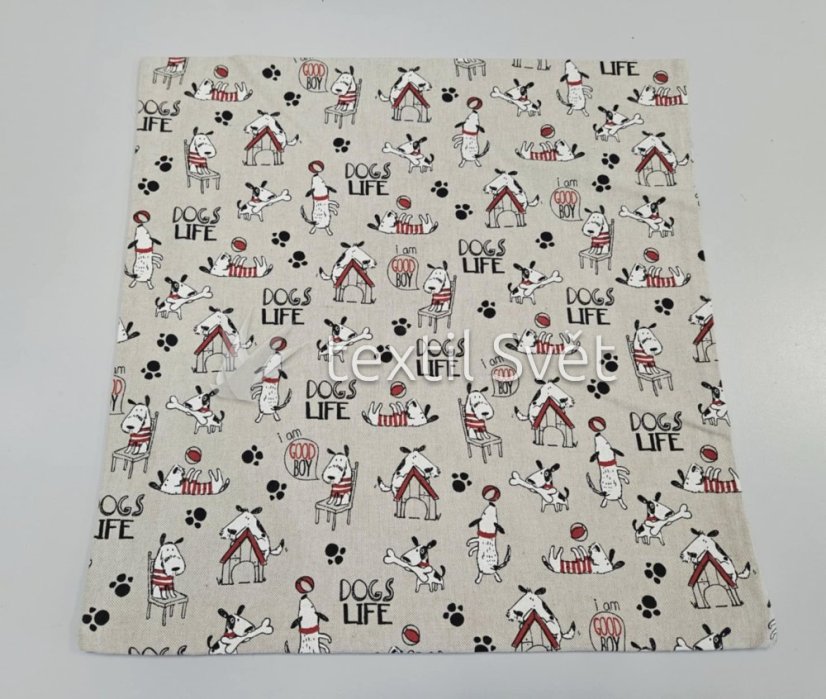 povlak na polštář bavlna, směsové - povlaky na polštářky  směsové, bavlna: dog life režná