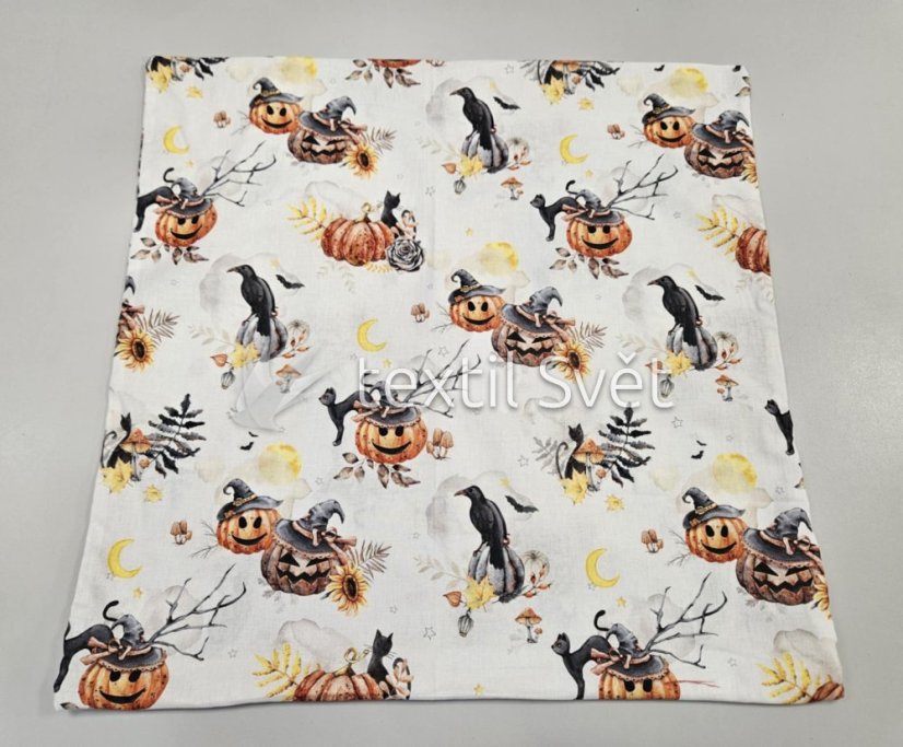 povlak na polštář bavlna, směsové - povlaky na polštářky  směsové, bavlna: haloween bílá 45x45 cm