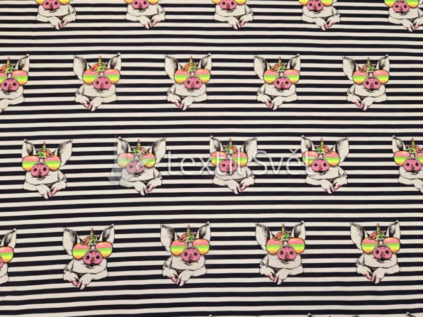 tričkoviny dětský vzor - tričkoviny dětský vzor: prasátka s brýlemi